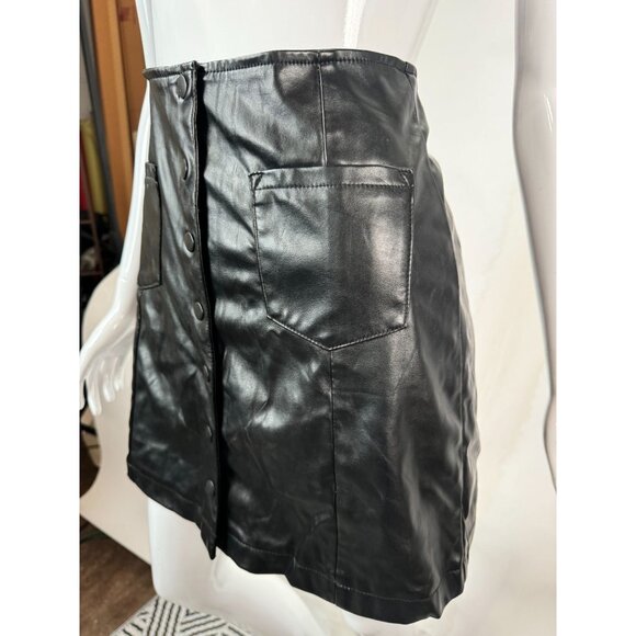 Sadie Robertson Collection Womens Black Faux Leather Mini Skirt Wild Blue Medium - Picture 15 of 16
